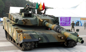 K1A1 Tank demonstrating its hybrid suspension